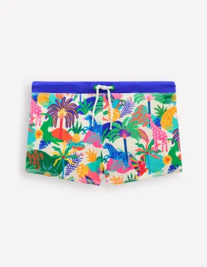 Swim Trunks-Ivory Multi Jungle
