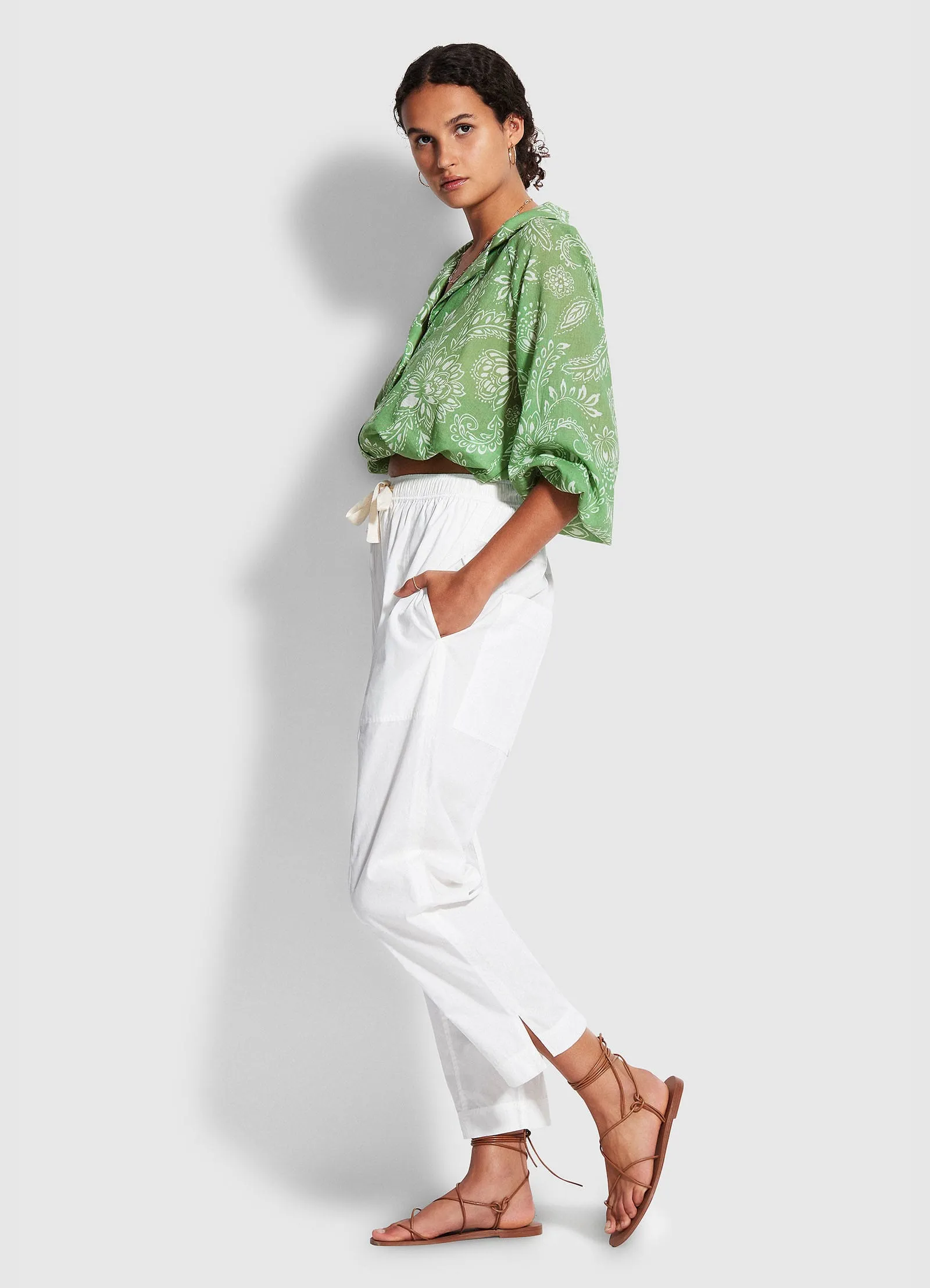 Taper Poplin Pant   - White