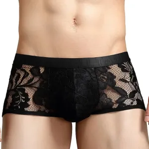 Tauwell Men's Lace Trunks - Low-Rise Mesh Boxer Shorts with Nylon Blend 23204