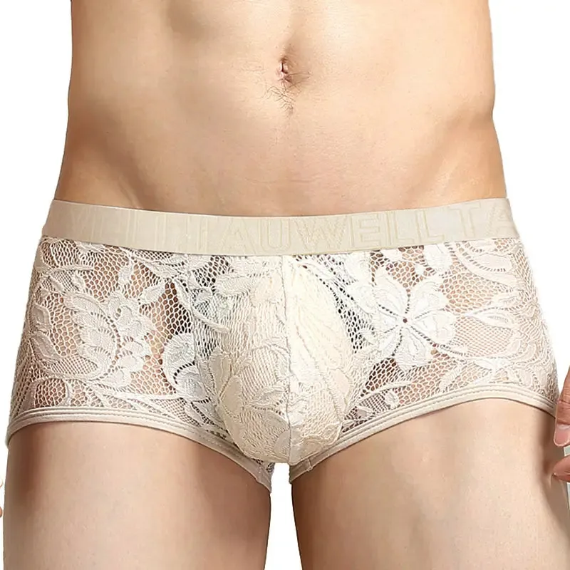 Tauwell Men's Lace Trunks - Low-Rise Mesh Boxer Shorts with Nylon Blend 23204