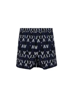 Valentino Optical Allover Logo Printed Swim Shorts