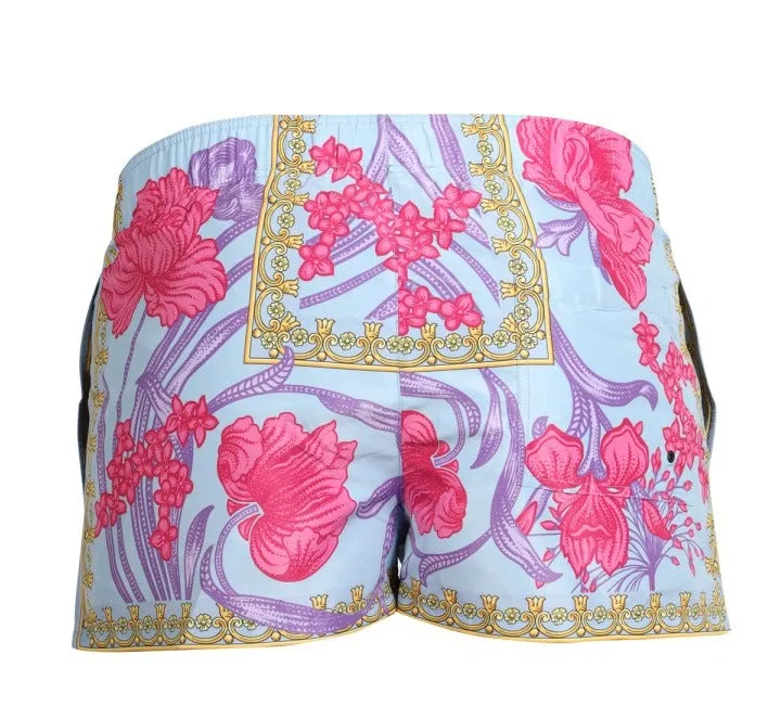 Versace Allover Floral Printed Drawstring Swim Shorts