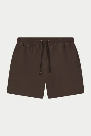 WATER REACTIVE EMBLEM SWIM SHORT - BROWN