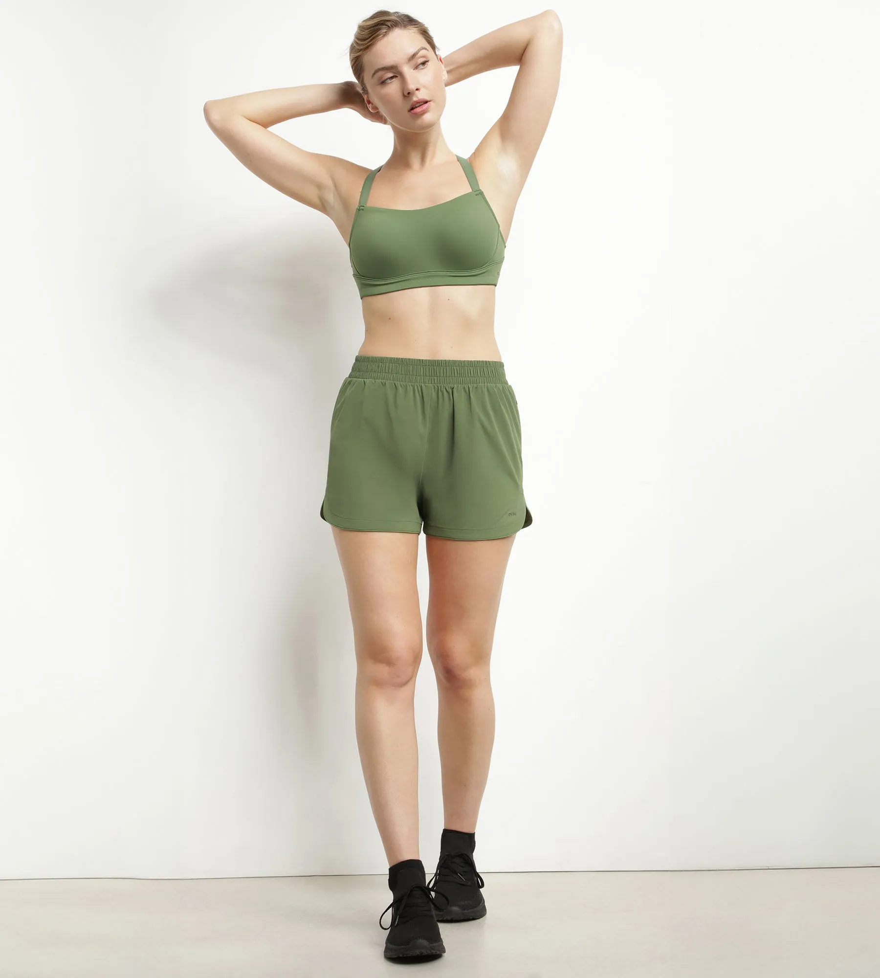 Women's sport shorts in khaki viscose Dim Move