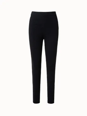 Wool Silk Stretch Trapezoid Grid Knit Leggings